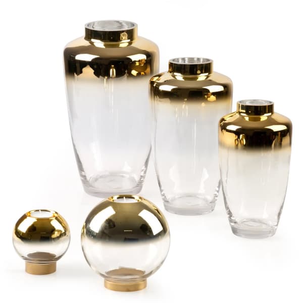 Dekorativ ljusstake ZOJA 15x15 Eurofirany guld transparent glas sfärisk