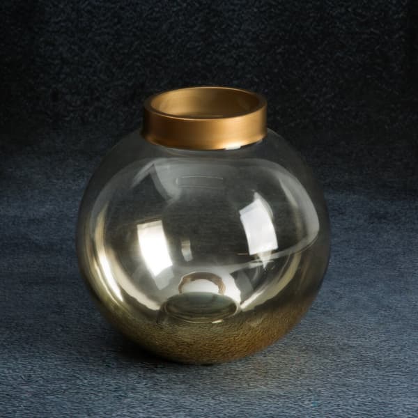 Dekorativ ljusstake ZOJA 15x15 Eurofirany guld transparent glas sfärisk