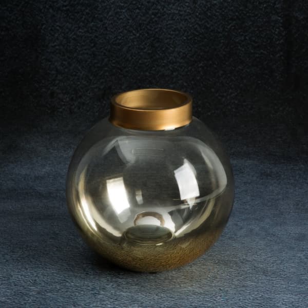Dekorativ ljusstake ZOJA 10x10 Eurofirany guld transparent glas sfärisk