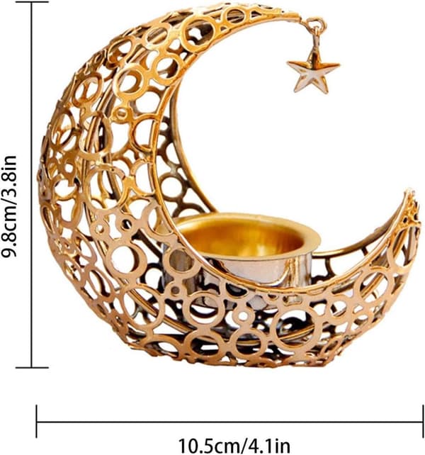 Metal Hollow Moon Shape Ljusstake Juldekor Guld Silver Metall Ljusstake för hemmet