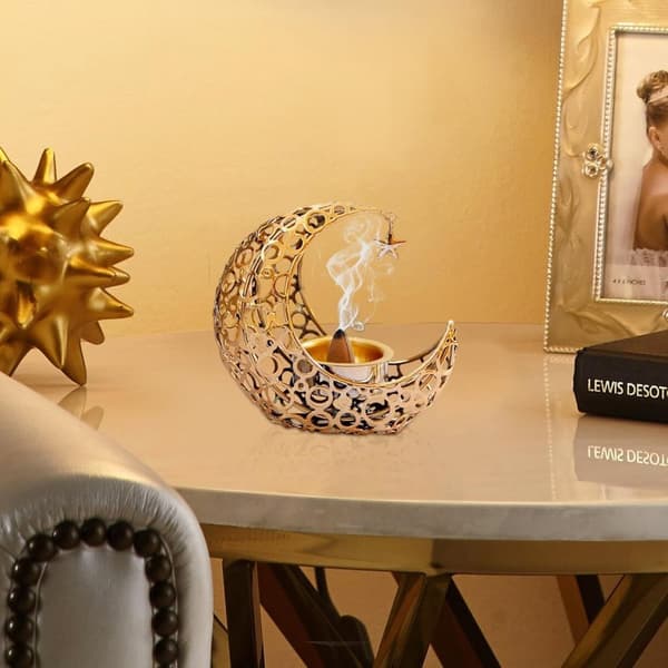 Metal Hollow Moon Shape Ljusstake Juldekor Guld Silver Metall Ljusstake för hemmet