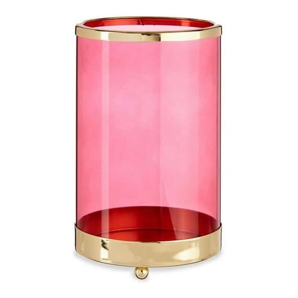 ljushållare roséguld cylinder metallglas (12,2 x 19,5 x 12,2 cm)