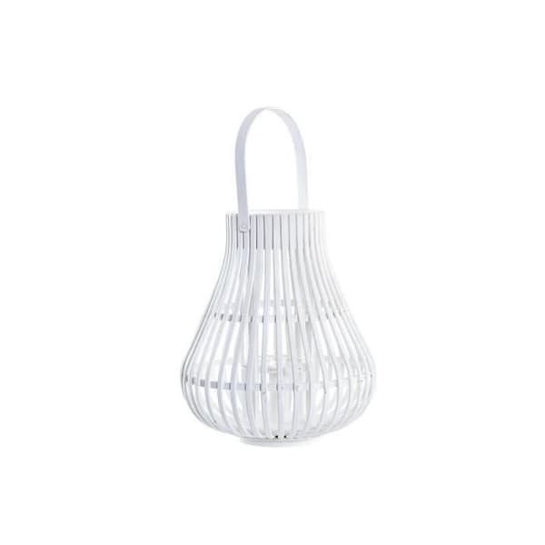 bambu vit glaslykta (29 x 29 x 34 cm)