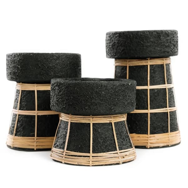 Den Serene Ljusstake - Svart Naturlig - L
