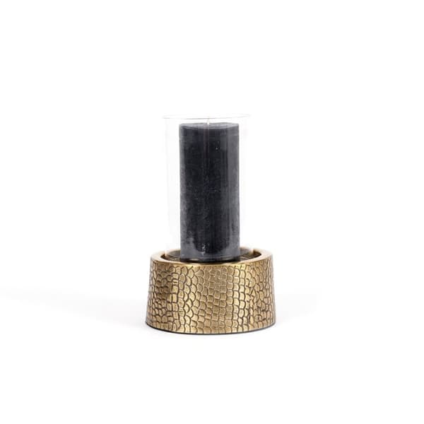 Croco Lysestage med Glas - Messing - M