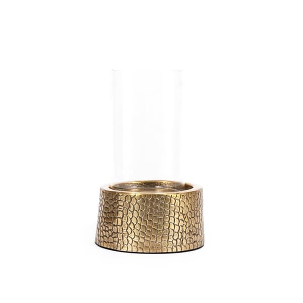 Croco Lysestage med Glas - Messing - M