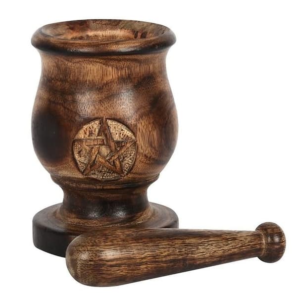 Pestle o Mortal m Graverad Pentagram