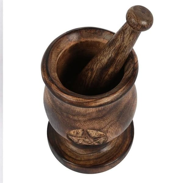Pestle o Mortal m Graverad Pentagram