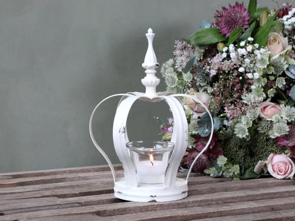 Ljuslyta Krona H21/Ø15 Antique creme Chic Antique