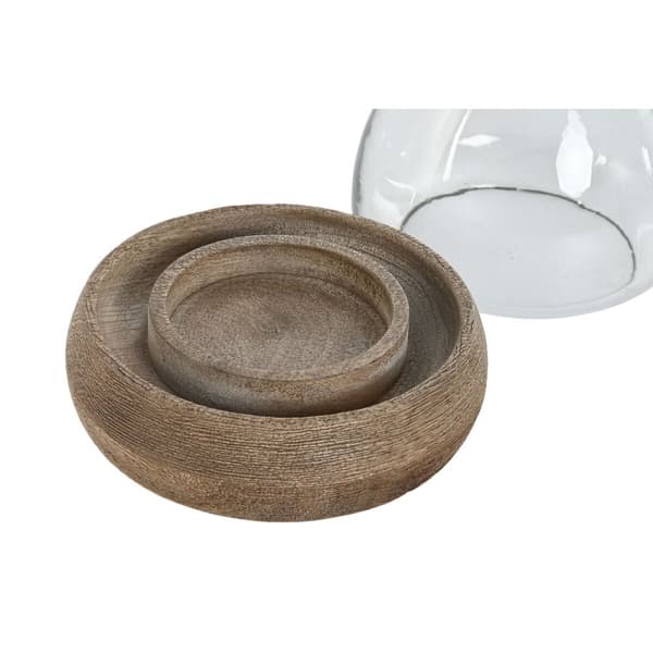 Ljusstakar Home ESPRIT Brun Naturell Glas Mangoträ 30 x 30 x 40 cm (2 antal)