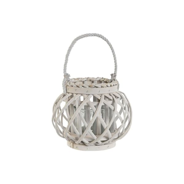 Ljusstakar Home ESPRIT Vit vide Glas 23 x 23 x 18 cm
