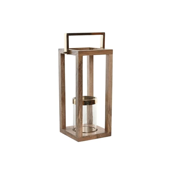 Ljusstakar Home ESPRIT Brun Stål Mangoträ 25 x 25 x 54 cm