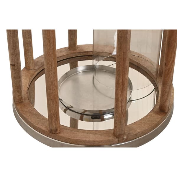 Ljusstakar Home ESPRIT Brun Silvrig Glas Mangoträ 30 x 30 x 53 cm