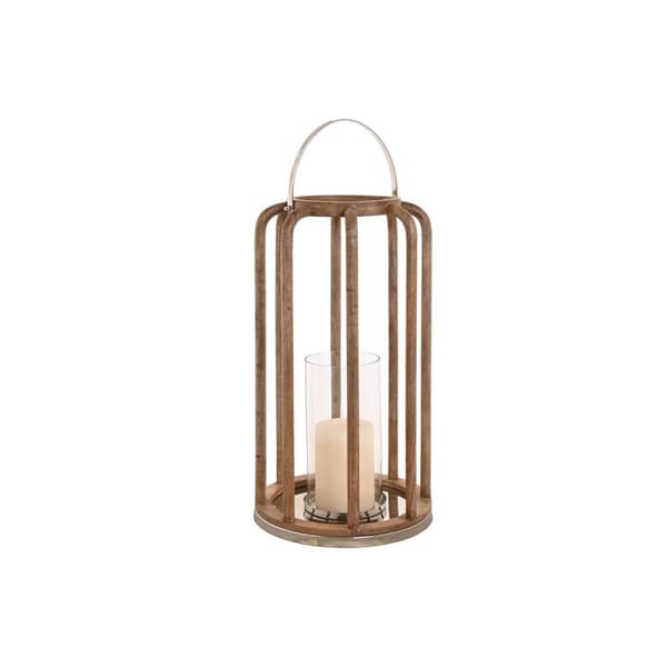 Ljusstakar Home ESPRIT Brun Silvrig Glas Mangoträ 30 x 30 x 53 cm