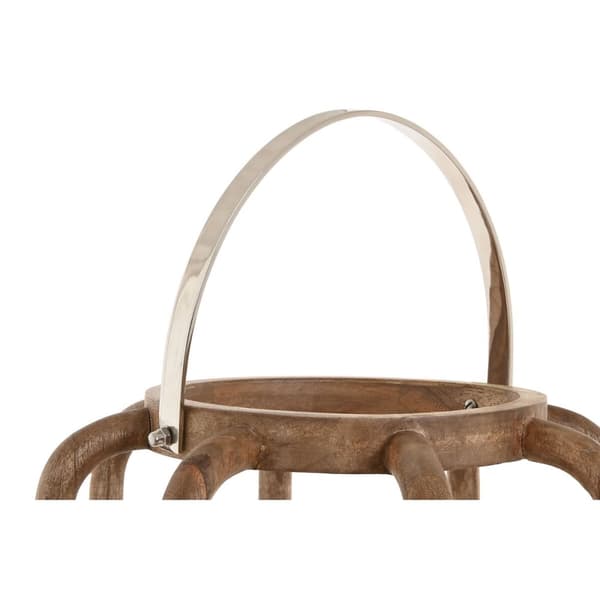 Ljusstakar Home ESPRIT Brun Silvrig Glas Mangoträ 30 x 30 x 53 cm
