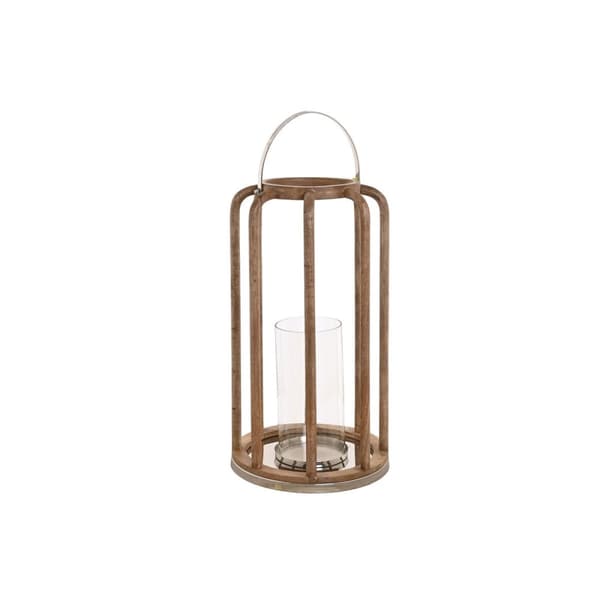 Ljusstakar Home ESPRIT Brun Silvrig Glas Mangoträ 30 x 30 x 53 cm