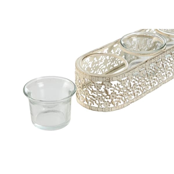 Kynttilänjalka Home ESPRIT Kerma Metalli Kristalli 31 x 7 x 5 cm