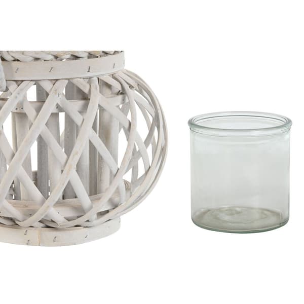 Lyseholder Home ESPRIT Hvid flet Krystal 23 x 23 x 18 cm
