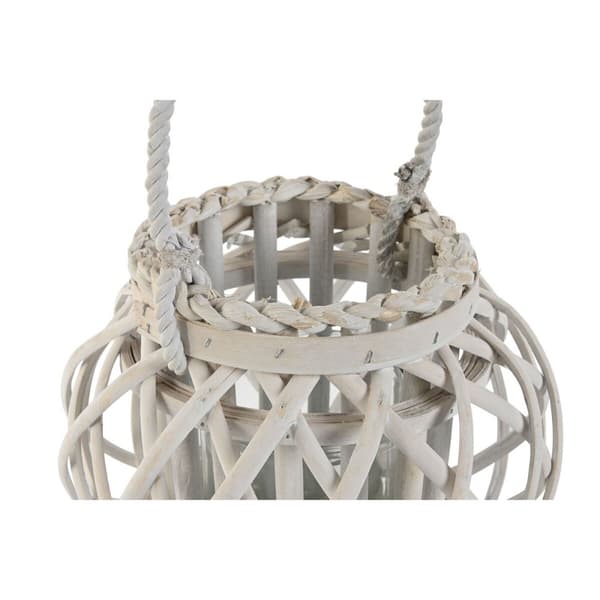 Lyseholder Home ESPRIT Hvid flet Krystal 23 x 23 x 18 cm
