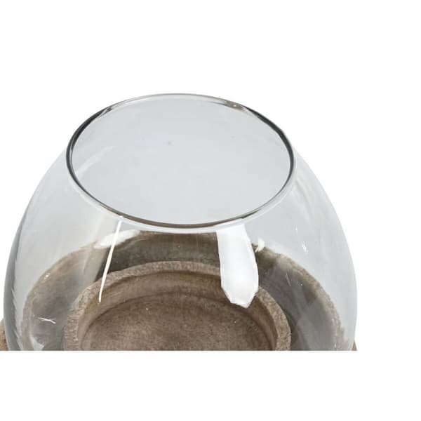 Lysholder Home ESPRIT Brun Naturell Krystall Treverk av mangotre 30 x 30 x 40 cm (2 enheter)