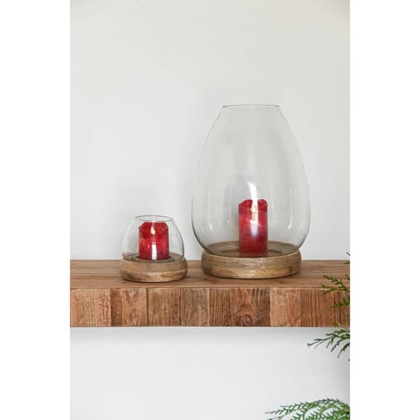 Lysholder Home ESPRIT Brun Naturell Krystall Treverk av mangotre 30 x 30 x 40 cm (2 enheter)