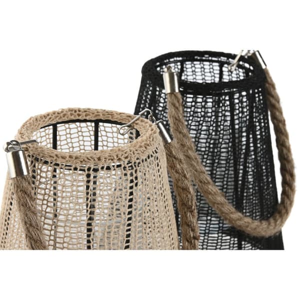 Lysholder Home ESPRIT Svart Naturell Krystall Tau 19 x 19 x 22 cm (2 enheter)