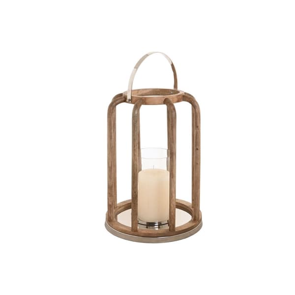 Lysholder Home ESPRIT Brun Sølv Naturell Krystall Treverk av mangotre 30 x 30 x 42 cm
