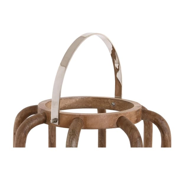 Lysholder Home ESPRIT Brun Sølv Naturell Krystall Treverk av mangotre 30 x 30 x 42 cm