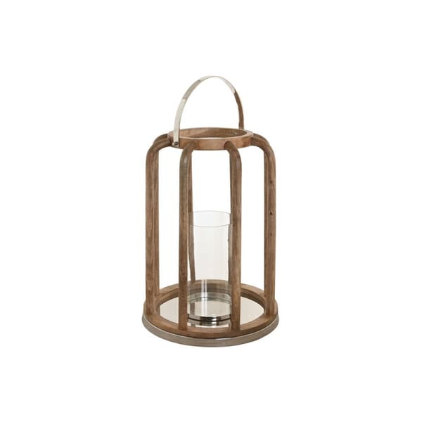 Lysholder Home ESPRIT Brun Sølv Naturell Krystall Treverk av mangotre 30 x 30 x 42 cm