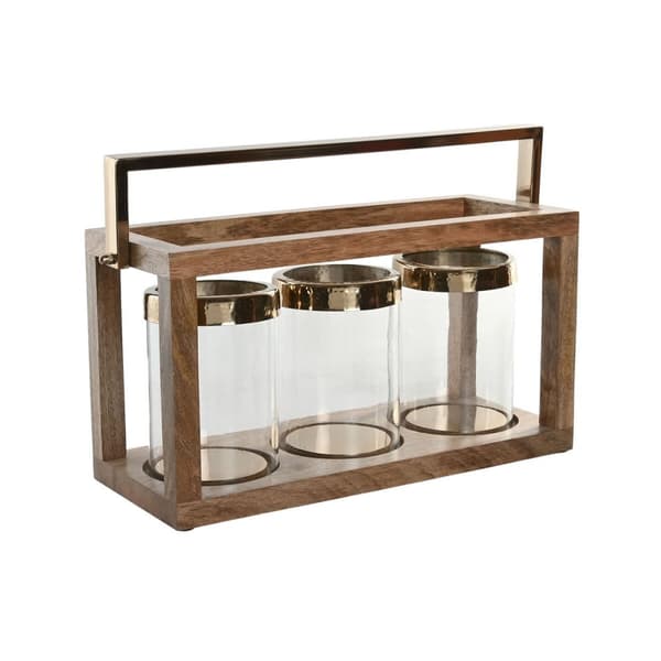 Kynttilänjalka Home ESPRIT Ruskea Teräs Mangopuu 51 x 19 x 33 cm