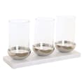 Miniatyrbillede 1 af 4: Lyseholder Home ESPRIT Hvid Sølvfarvet Krystal Marmor 40 x 13 x 22 cm