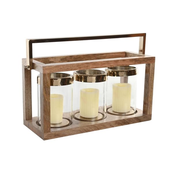Lyseholder Home ESPRIT Brun Stål Mangotræ 51 x 19 x 33 cm