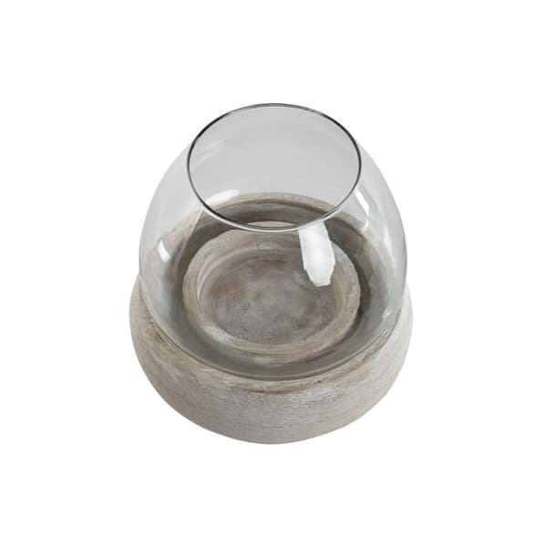 Ljusstakar Home ESPRIT Vit Naturell Glas Mangoträ 30 x 30 x 40 cm (2 antal)