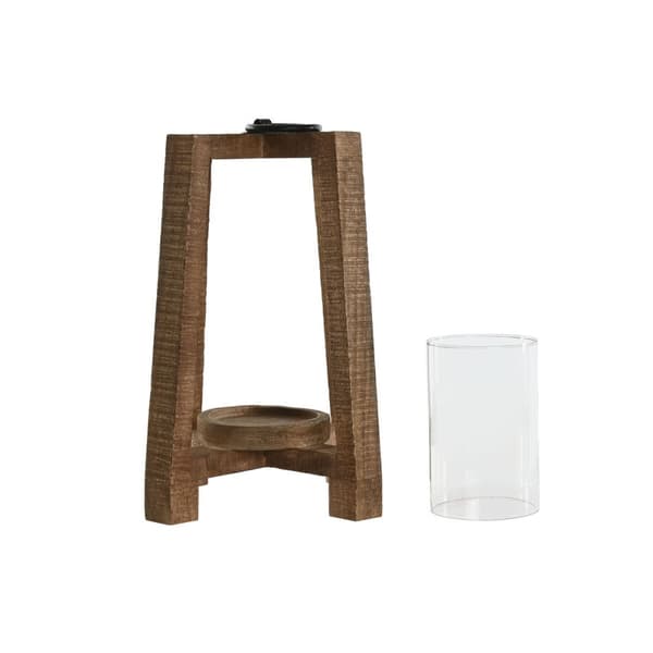 Lyseholder Home ESPRIT Natur Krystal Mangotræ 25 x 25 x 35 cm