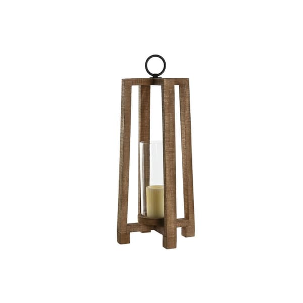 Lyseholder Home ESPRIT Natur Krystal Mangotræ 27 x 27 x 54 cm