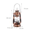 Miniatyrbild 4 av 6: Relaxdays LED stormlykta, retro-lampa som fönsterddekoration eller trädgårdslampa, batteridriven, kopparfärgad