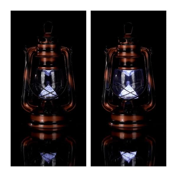 Relaxdays LED stormlykta, retro-lampa som fönsterddekoration eller trädgårdslampa, batteridriven, kopparfärgad