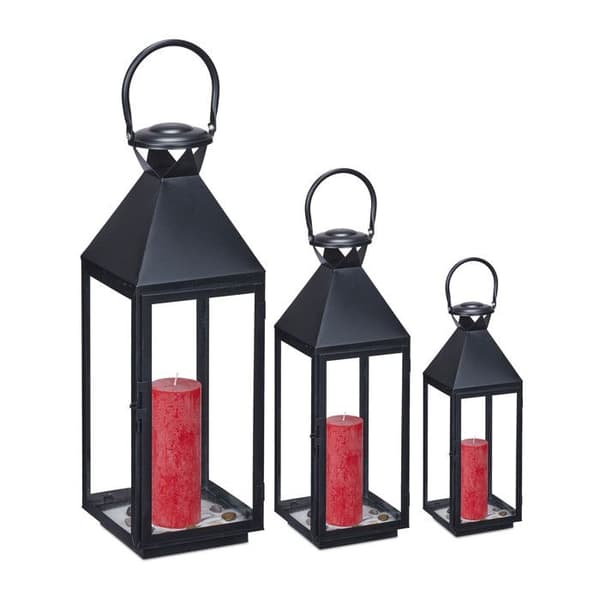 Set med 3 lyktor - Svart - Modern design - Inomhus och utomhus - 3 storlekar tillgängliga