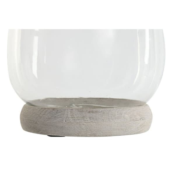 Ljusstakar Home ESPRIT Vit Naturell Glas Mangoträ 30 x 30 x 40 cm (2 antal)