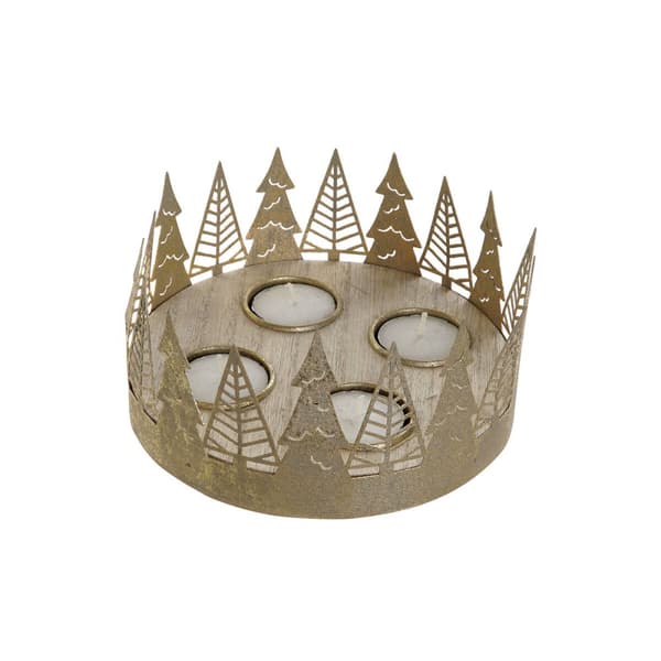 Lyseholder DKD Home Decor Gylden Natur Metal 16,5 x 16,5 x 8,5 cm (2 enheder)