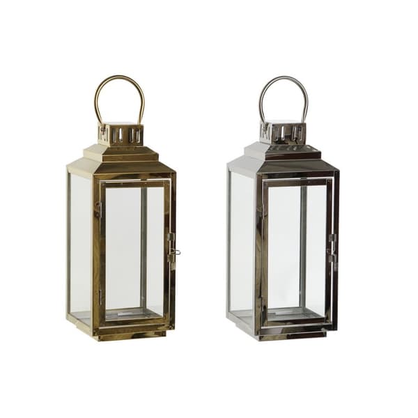 Kynttilänjalka DKD Home Decor Kullattu Hopeinen Alumiini Kristalli 14 x 14 x 35 cm (2 osaa)