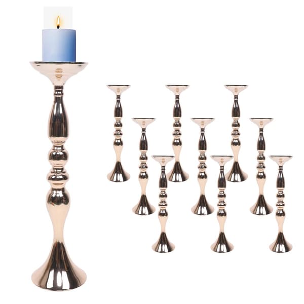 Bröllopsljusstakehållare, 50 cm höjd, guldfinish, set om 10