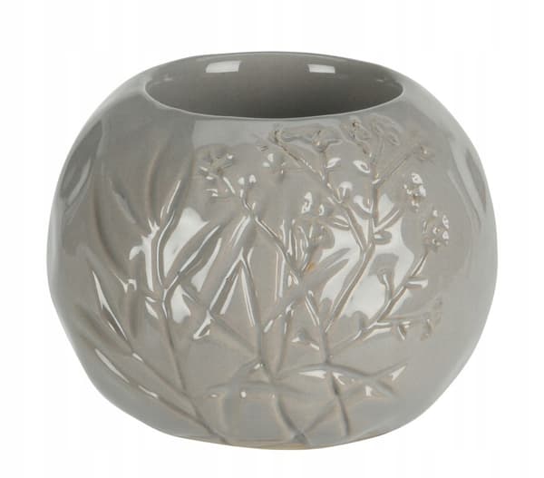 Dekorativ porcelænslysestage, grå, 8,8 x 7,2 cm