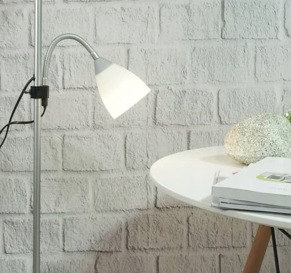 Grå gulvlampe LED stående Cleo E14+E27
