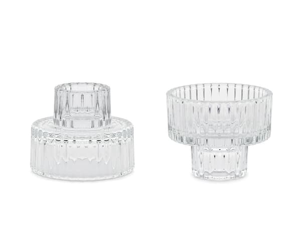 Glaslysestage med kant 2in1, 6,5x5,5cm (1 pakke / 4 stk.)