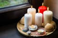 Miniatyrbillede 2 af 5: Elegant bloklys 70/150 mm i varm ecru-farve - perfekt atmosfære
