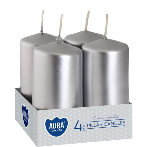 Votivljus BISPOL 40/80 silvermetallcylinder ~9h 4 stycken
