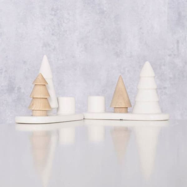 Bougeoir - kandelaberg Home styling-kollektion Bougeoir enkel NEVIA, julgranar i sten och porslin
