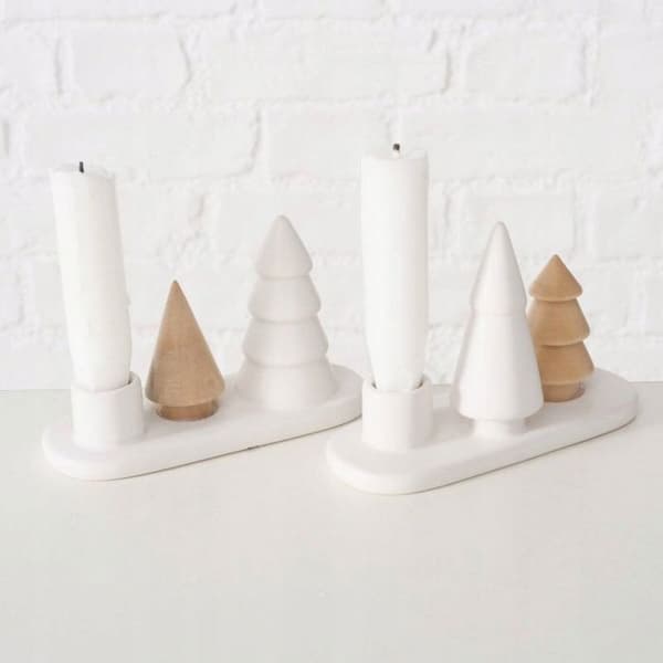 Bougeoir - kandelaberg Home styling-kollektion Bougeoir enkel NEVIA, julgranar i sten och porslin