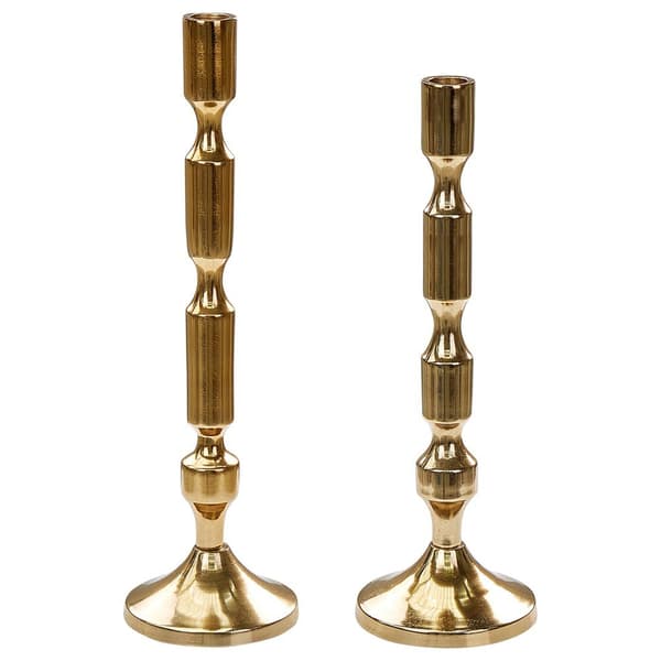 Set med 2 ljusstakar DIKIRNIS Metall 31/36 cm Guld Lumarko!
